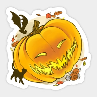 Jack-o-lantern - Spooky Halloween Pumpkin Design Sticker